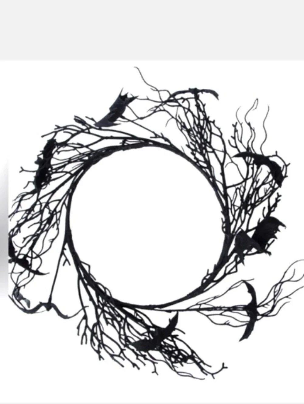 Black Twig Spooky Bat Halloween Wreath – Home Accents